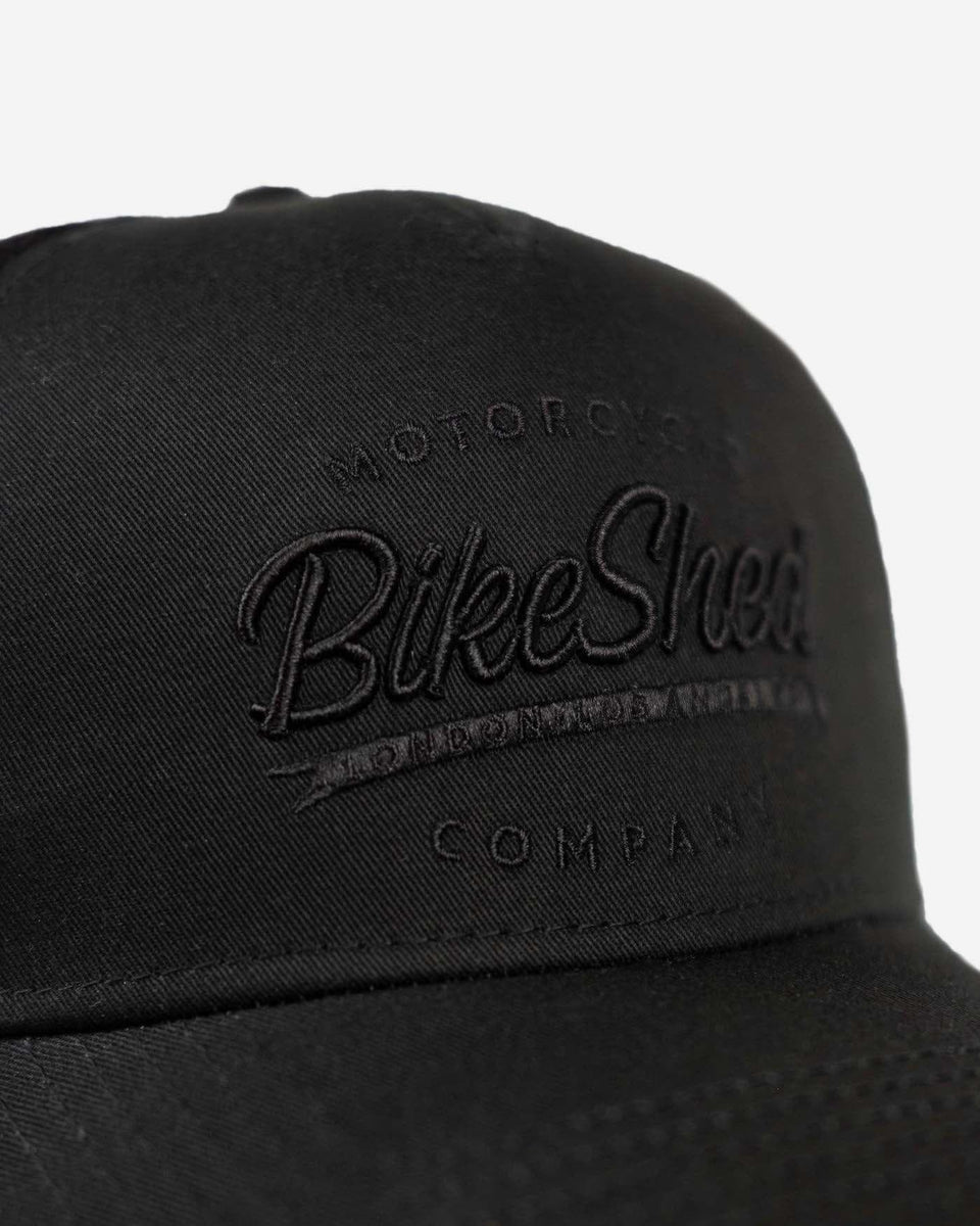 BSMC Embroidered Logo Snapback Hat - Black, Close up