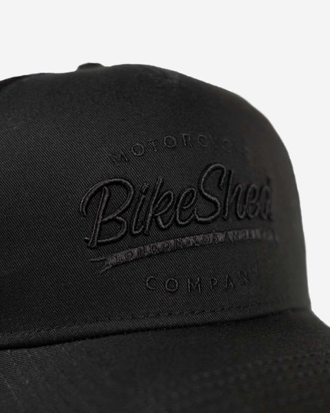 BSMC Embroidered Logo Snapback Hat - Black, Close up