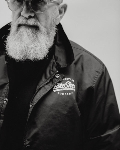 Brian wearing our BSMC Company Coach Motorcycle Jacket - Black