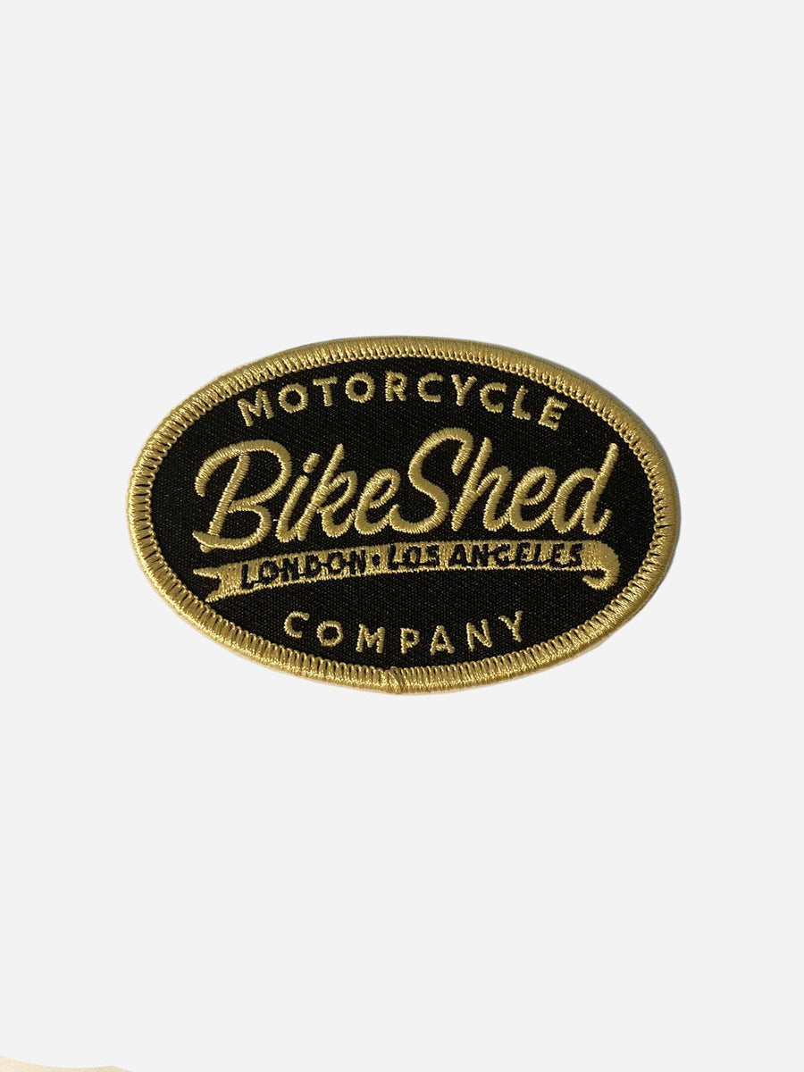 Bike Shed Motorcycle Embroidered Company Patch - Black & Gold