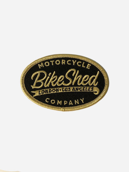 Bike Shed Motorcycle Embroidered Company Patch - Black & Gold