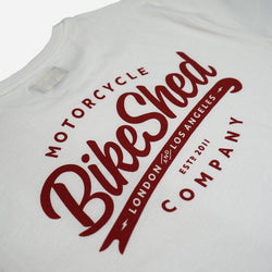BSMC Company T-Shirt - Off White, back logo close up
