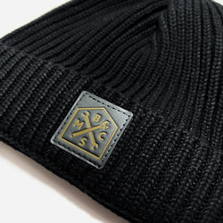 BSMC Crest Knit Beanie - Black, Close up