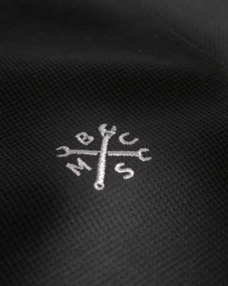 BSMC Embroidered Club Waffle - Black, logo close up