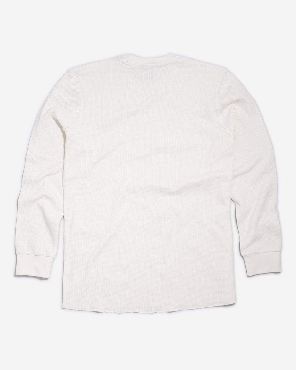 Embroidered Motorcycle Club Waffle Long Sleeve T-Shirt - Ecru, back