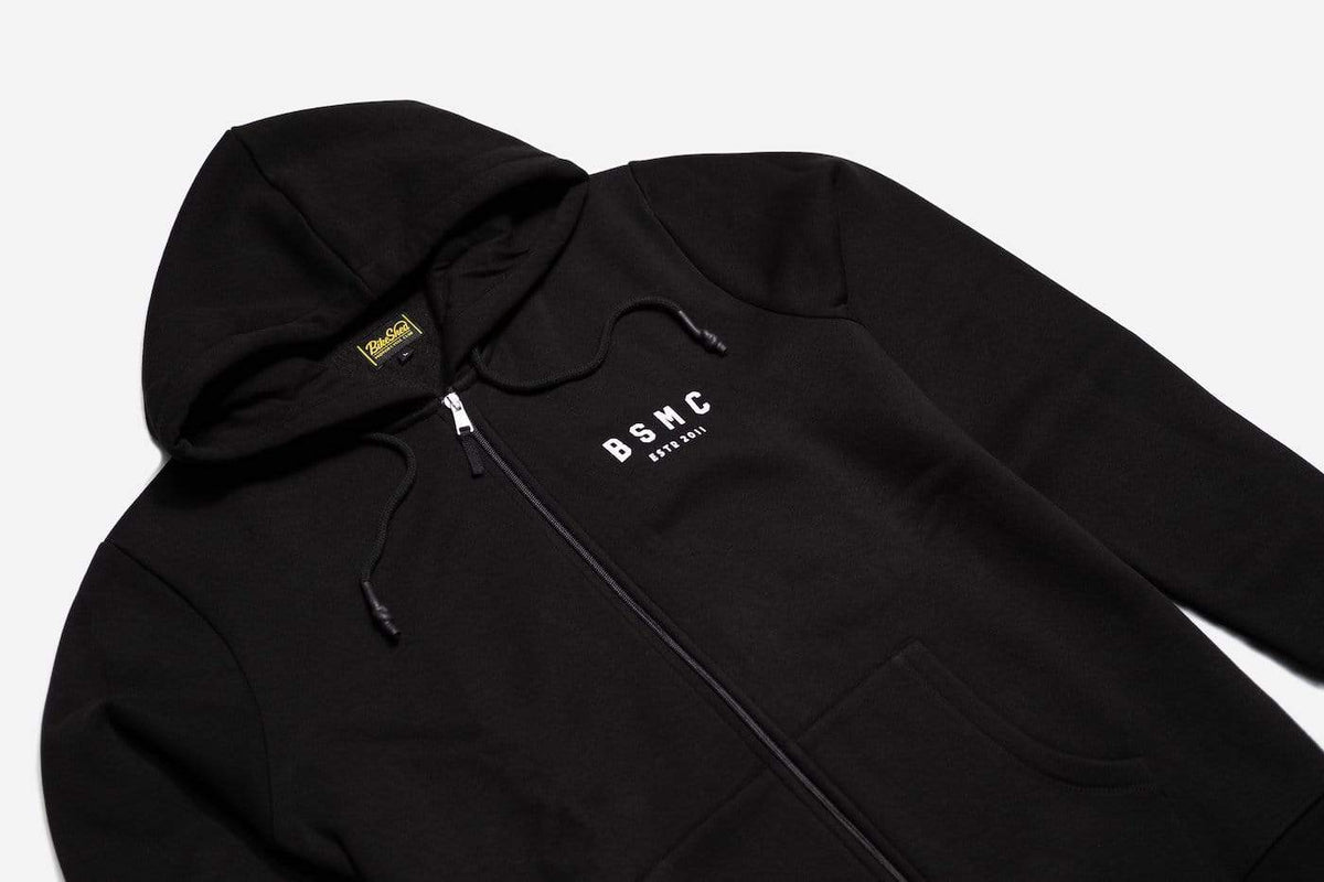 Motorcycle ESTD. Logo Hoodie - Black, side on close up