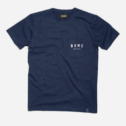 BSMC ESTD. Pocket T Shirt - Navy, front