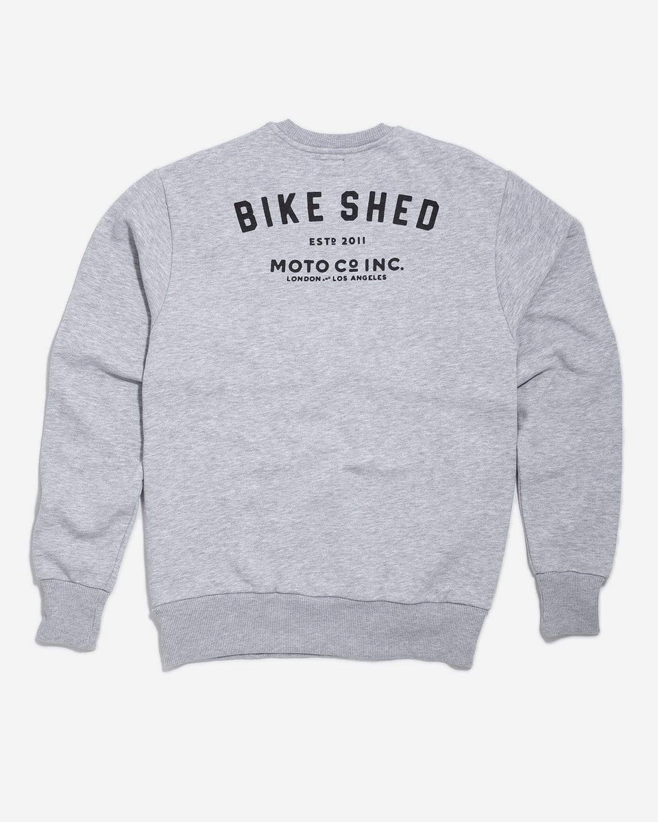 Bike Shed Motorcycle Logo Sweatshirt - Grey Marl, back