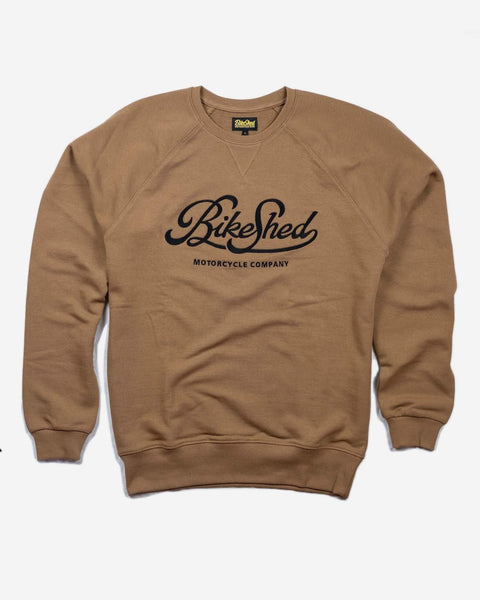 BSMC Motorcycle Garage Sweatshirt - Tan, front 
