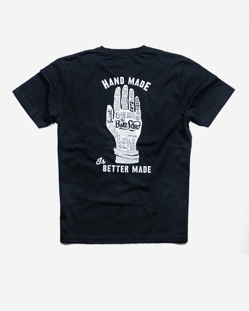 Bike Shed Motorcycle Company T Shirt - Black & White, back