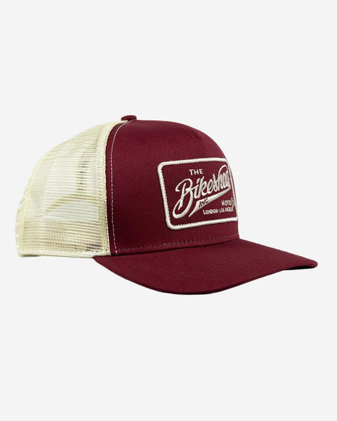 BSMC Inc. Cap - Burgundy & Cream, side on