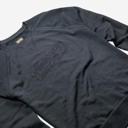 BSMC Retail Sweatshirts BSMC 'Motorcycles Saved My Life' Sweatshirt - WASHED BLACK, close up