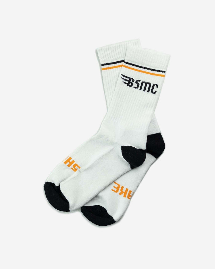 BSMC MX Socks - WHITE/ORANGE, front