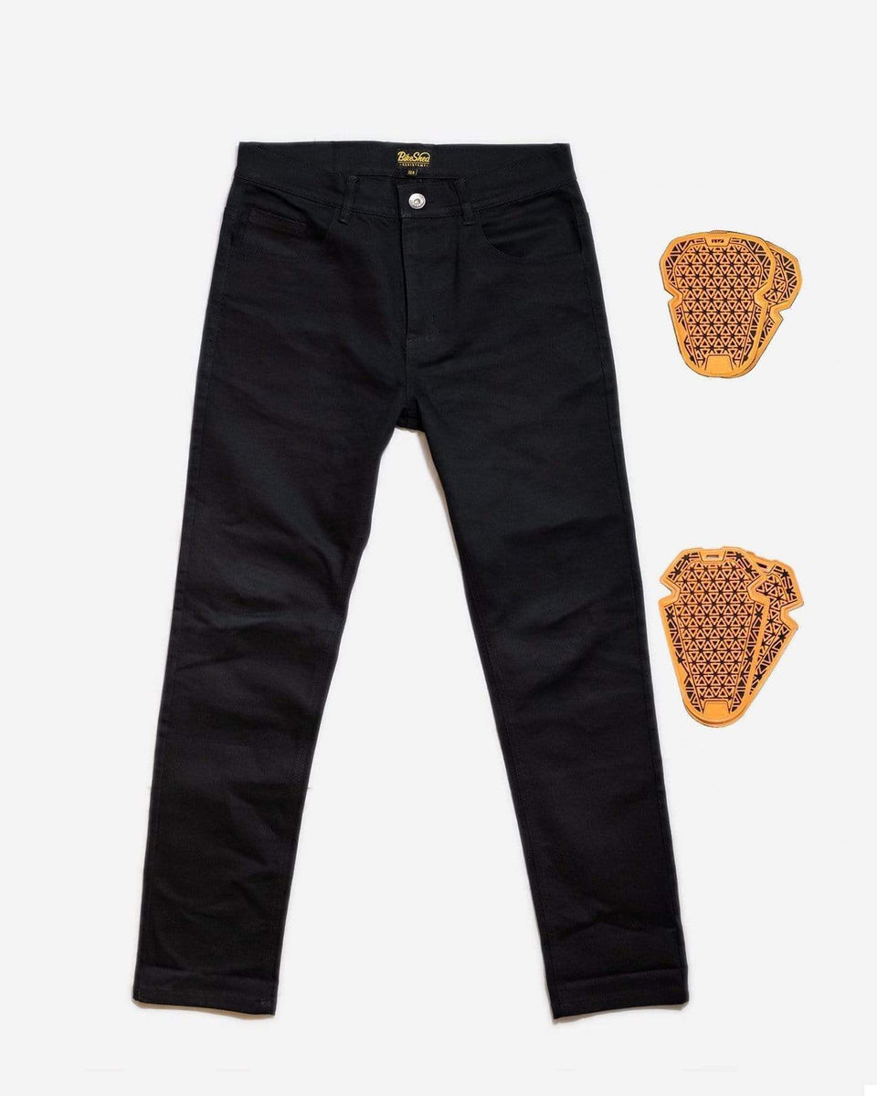 Motorcycle Protective Road Jeans - Black, front with armour