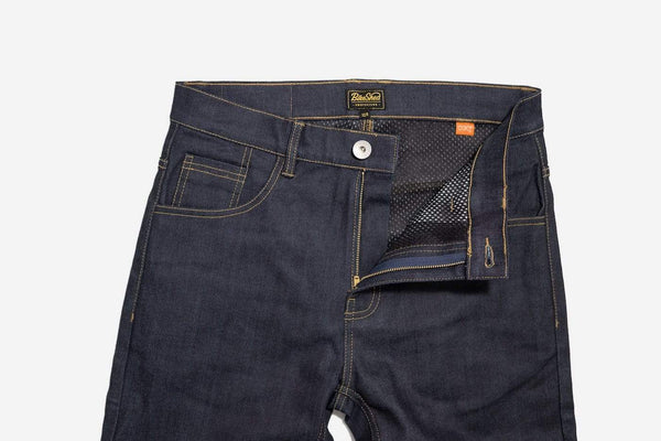 Protective Motorcycle Road Jeans - Raw Indigo, zip fly and button