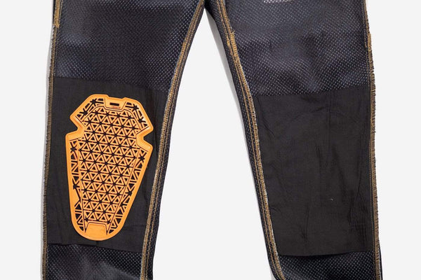 Protective Motorcycle Road Jeans - Raw Indigo, inside out showing knee armour