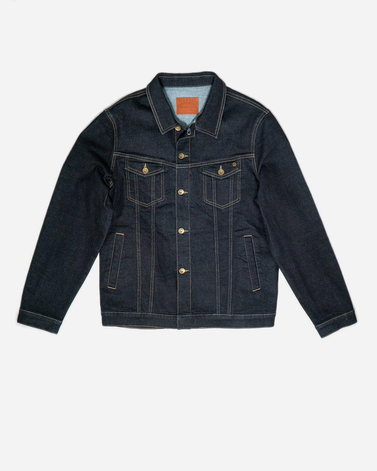Industrial Indigo Patch Denim Stretch Jacket - Blue Large, Men's