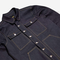 BSMC Resistant Overshirt - Indigo, side on close up