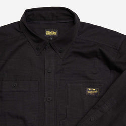 BSMC Ripstop Utility Shirt MKII - BLACK, collar and sleeve close up