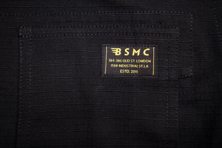 BSMC Ripstop Utility Shirt MKII - BLACK, logo close up