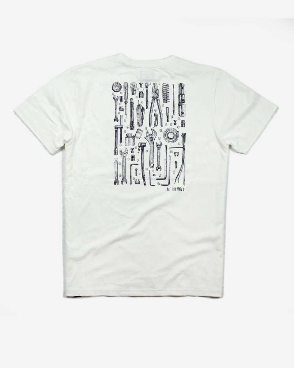 BSMC Motorcycle Toolkit Graphic T Shirt - White, back