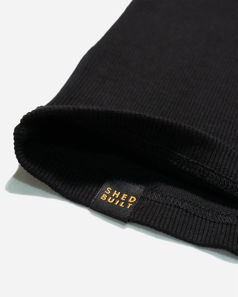 Women's Motorcycle Garage Ribbed Tank Top - Black, hem tag close up