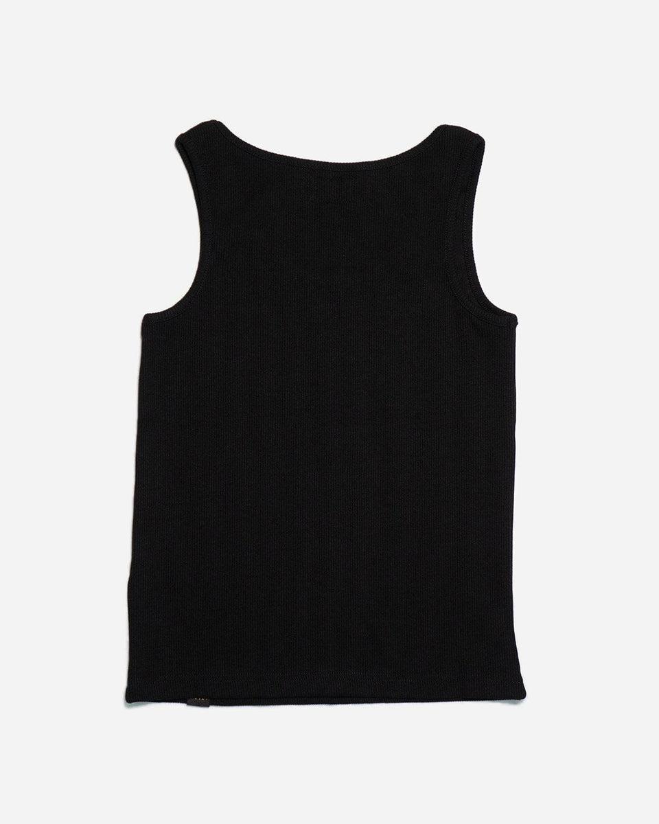 Women's Motorcycle Garage Ribbed Tank Top - Black, back
