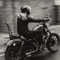 Clare riding her Harley