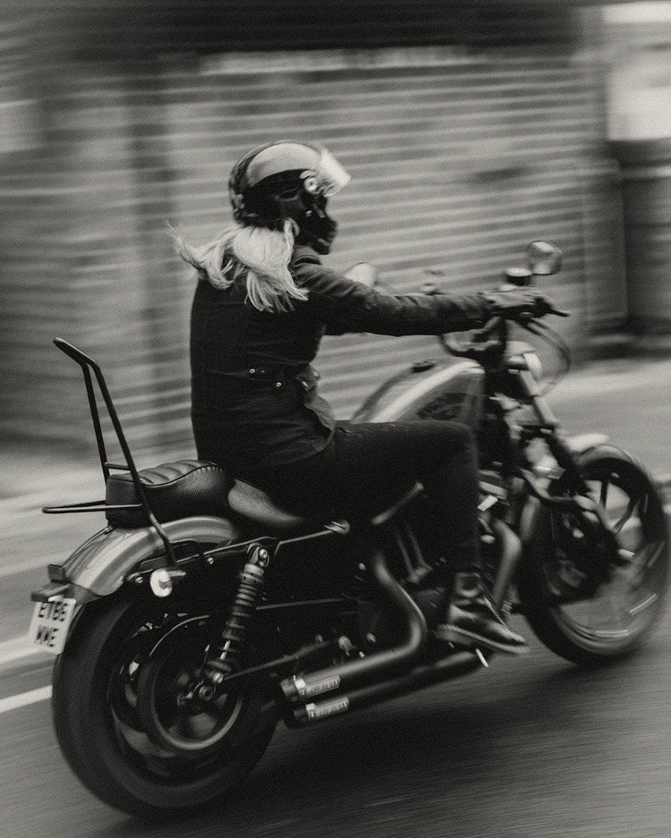 Clare riding her Harley