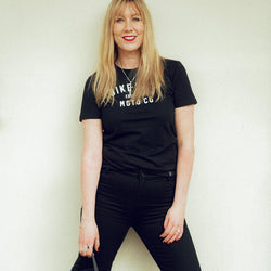 Clare wearing our BSMC Ladies Moto Co. T Shirt - Black