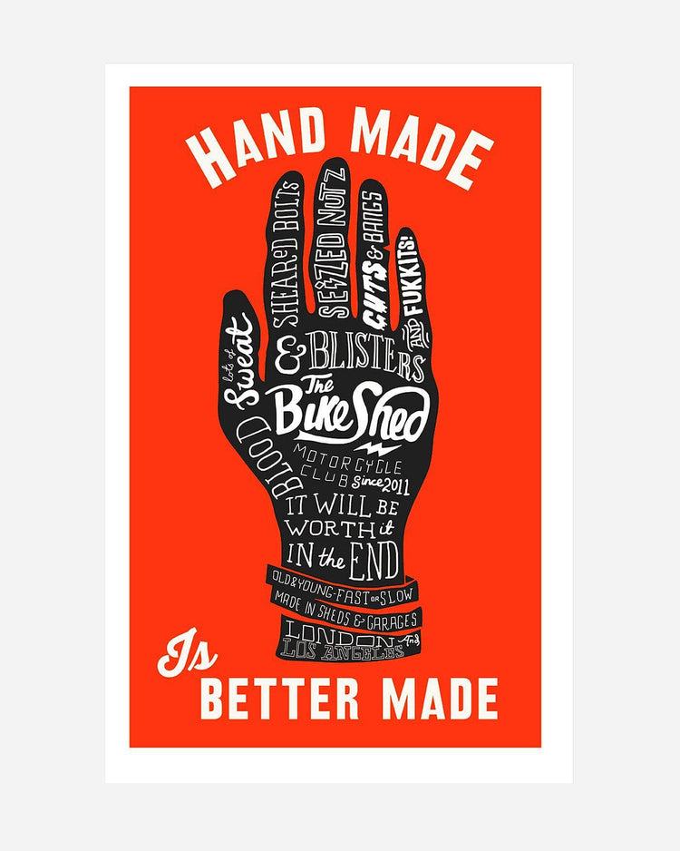 BSMC x Dave Buonaguidi - Motorcycle Pulled "Handmade Is Better Made" Print, front