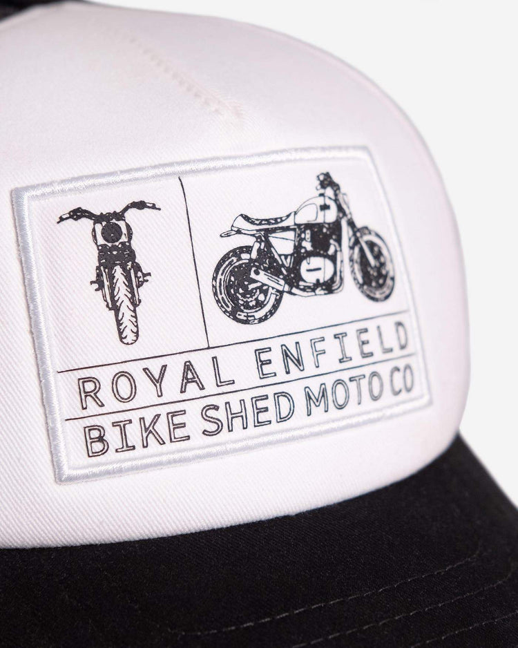 BSMC x Royal Enfield Aspect Cap - Black & White, logo close up