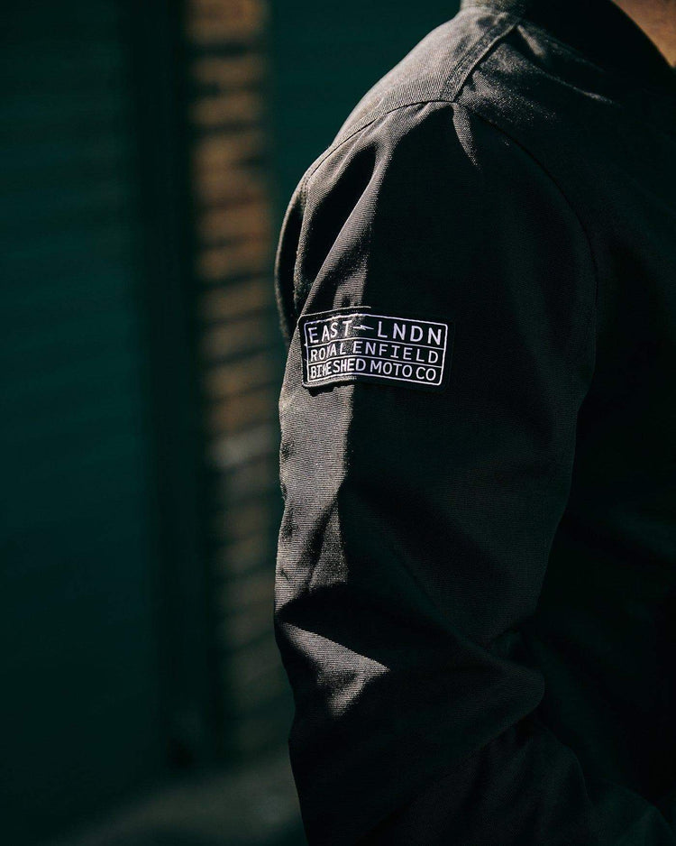 BSMC x Royal Enfield Bomber Jacket - Black, logo close up