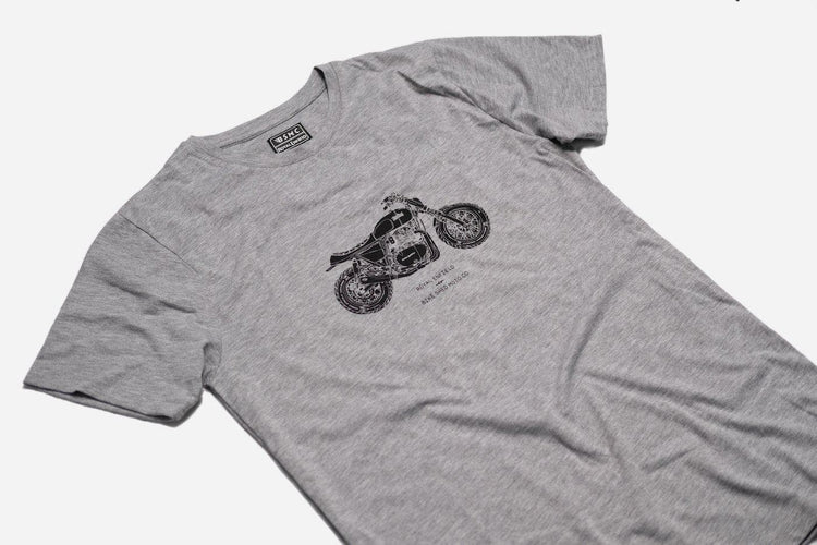 BSMC x Royal Enfield Inverse T Shirt - Grey, side on close up