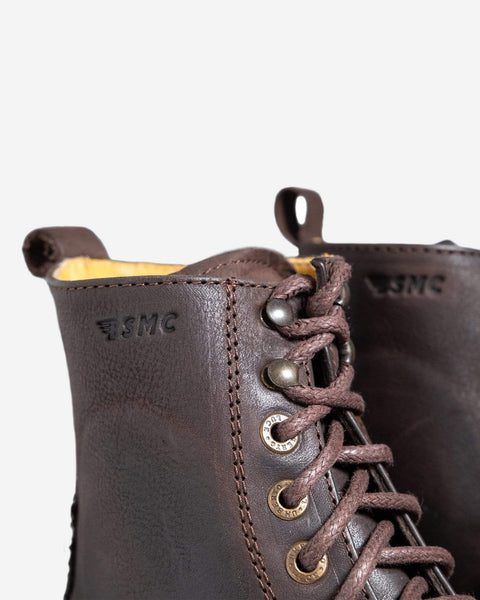 Motorcycle BSMC X Umberto Luce Boot - Coffee Brown, logo close up