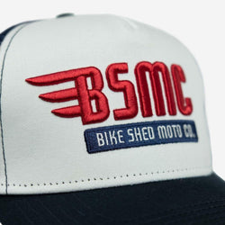 BSMC XR Cap - Red/White/Blue, logo close up