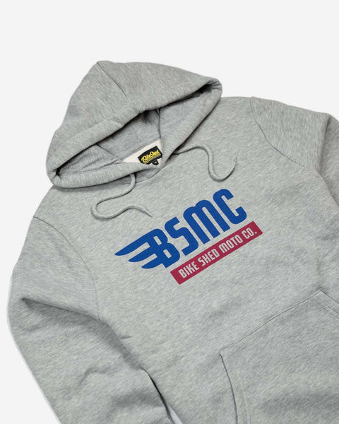 BSMC XR Overhead Motorcycle Hoodie - Grey, side on close up