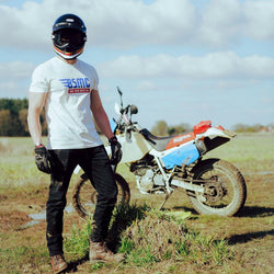 Harry wearing our BSMC XR T Shirt - Off White